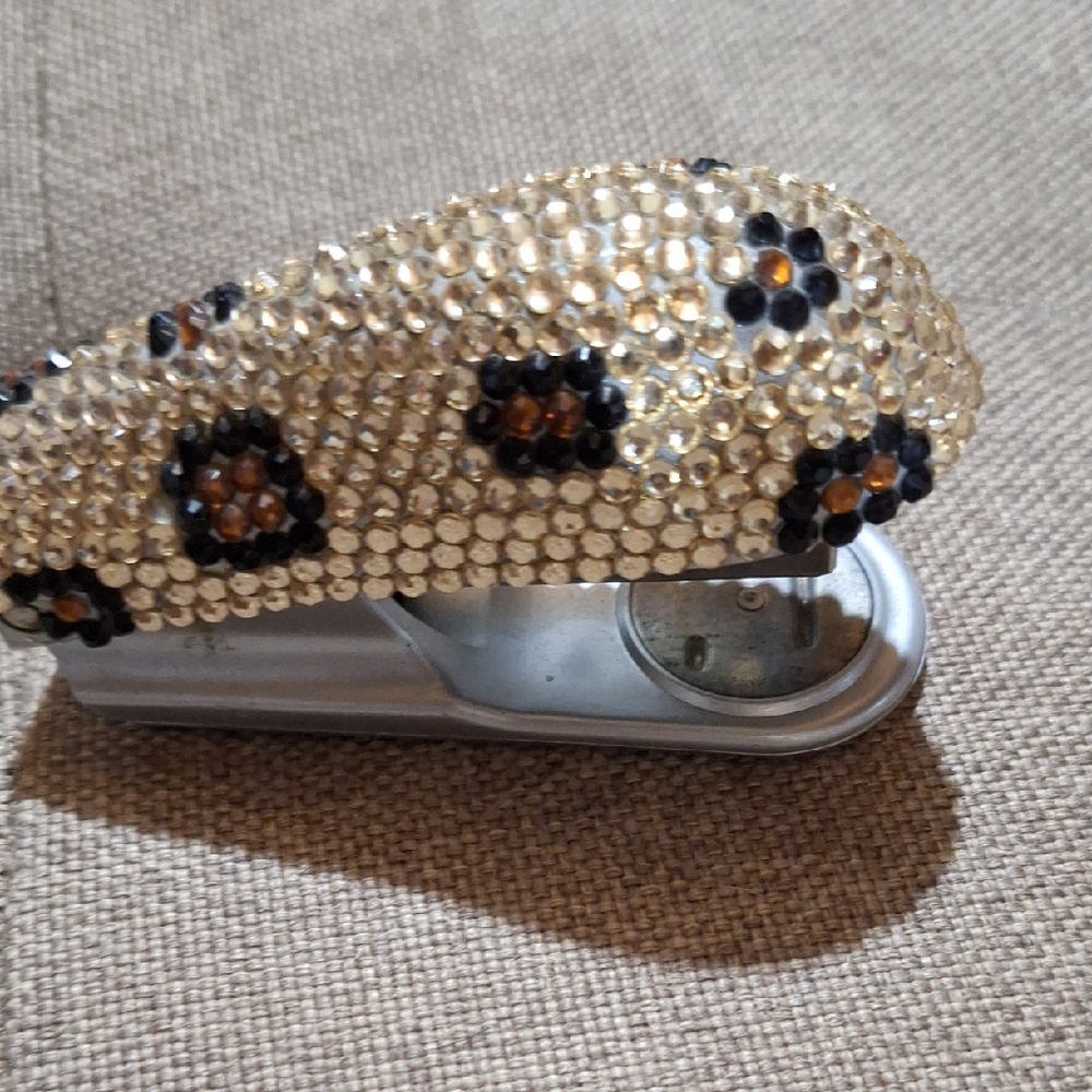 Crystal Embellished Stapler - Gold and Black